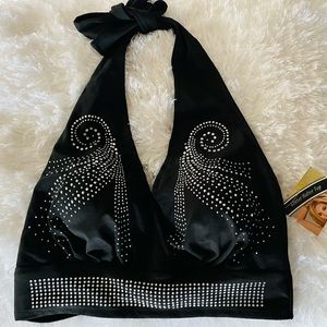 Black Silver Studded | Glitter Bralette Bikini Swim Top  NWT
